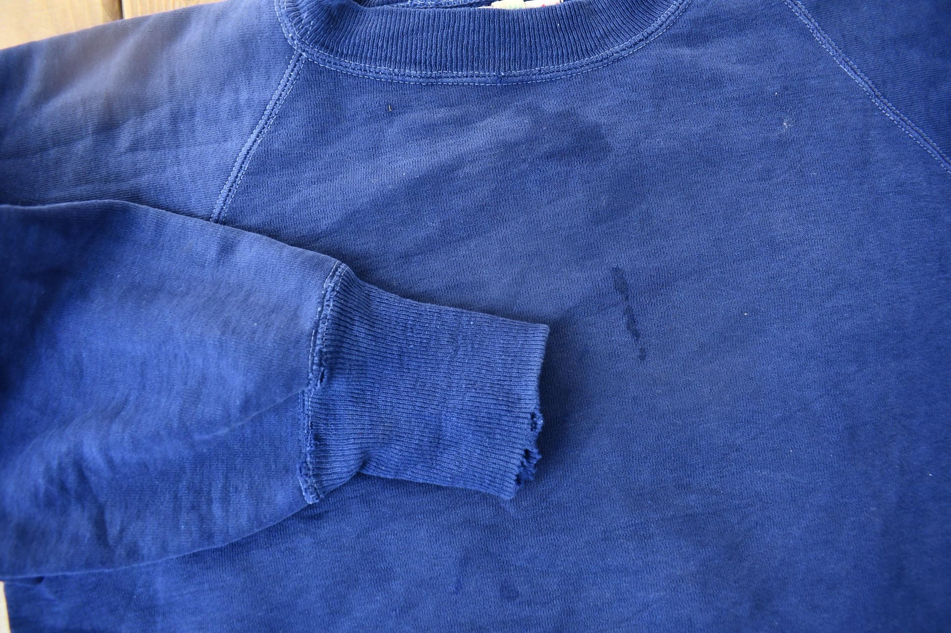 Vintage 1940s Akom Pep-Shirt Blank Navy Blue Crewneck Sweatshirt from propervintagecanada