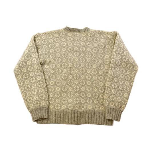 Vintage 1940s Cardigan Poppy Knit Geometric Wool Sweater from propervintagecanada