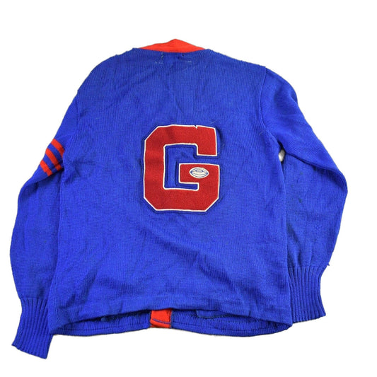 Vintage 1940s Escort Collegiate Sportswear Wool Knit Cardigan Sweater Men's Medium from propervintagecanada