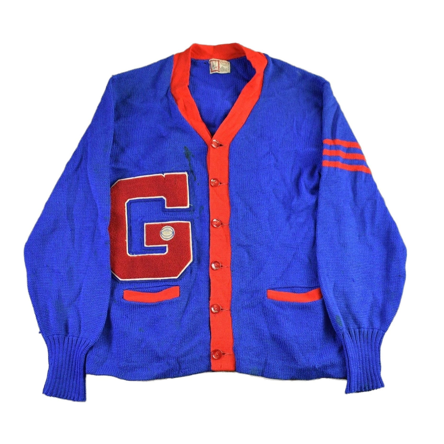 Vintage 1940s Escort Collegiate Sportswear Wool Knit Cardigan Sweater Men's Medium from propervintagecanada