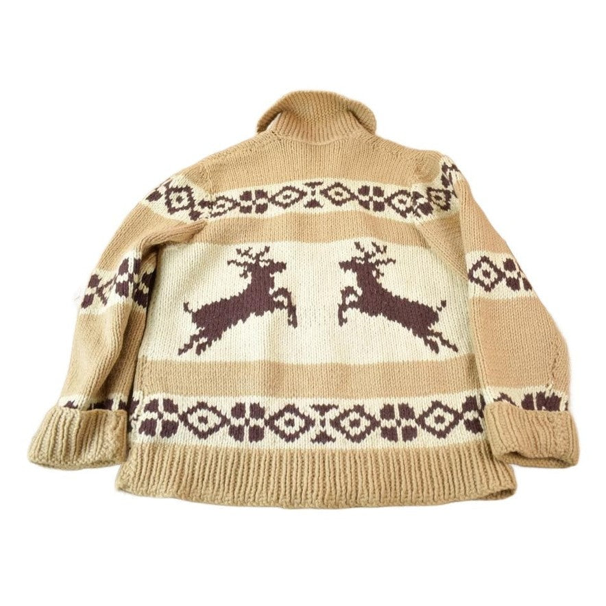 Vintage 1940s Hand-Knit Deer Cowichan Sweater Men's Medium from propervintagecanada