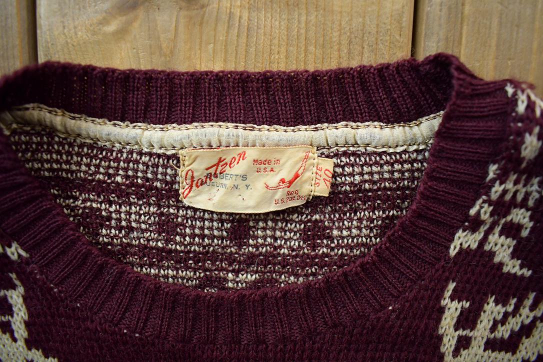 Vintage 1940s Jantzen Reindeer Knit Crewneck Sweater from propervintagecanada