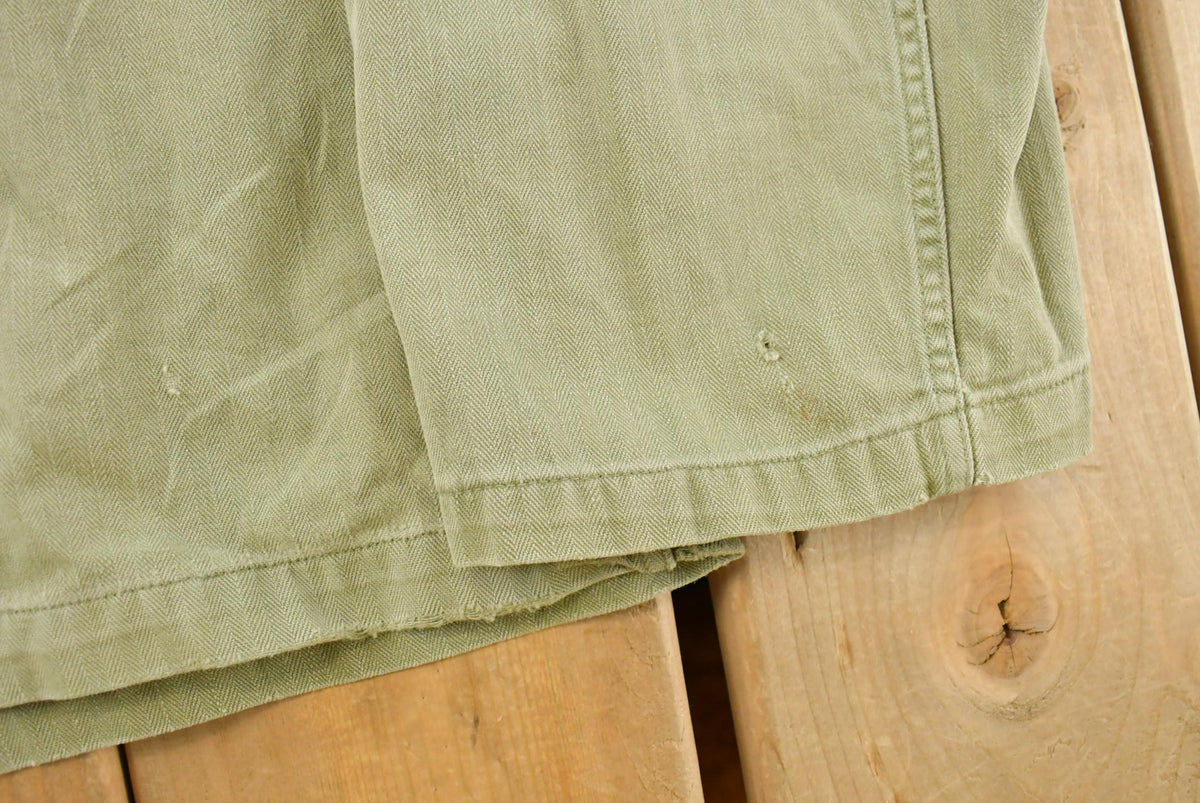 Vintage 1940s Military HBT Olive Drab Button Up Shirt Men's Medium from propervintagecanada