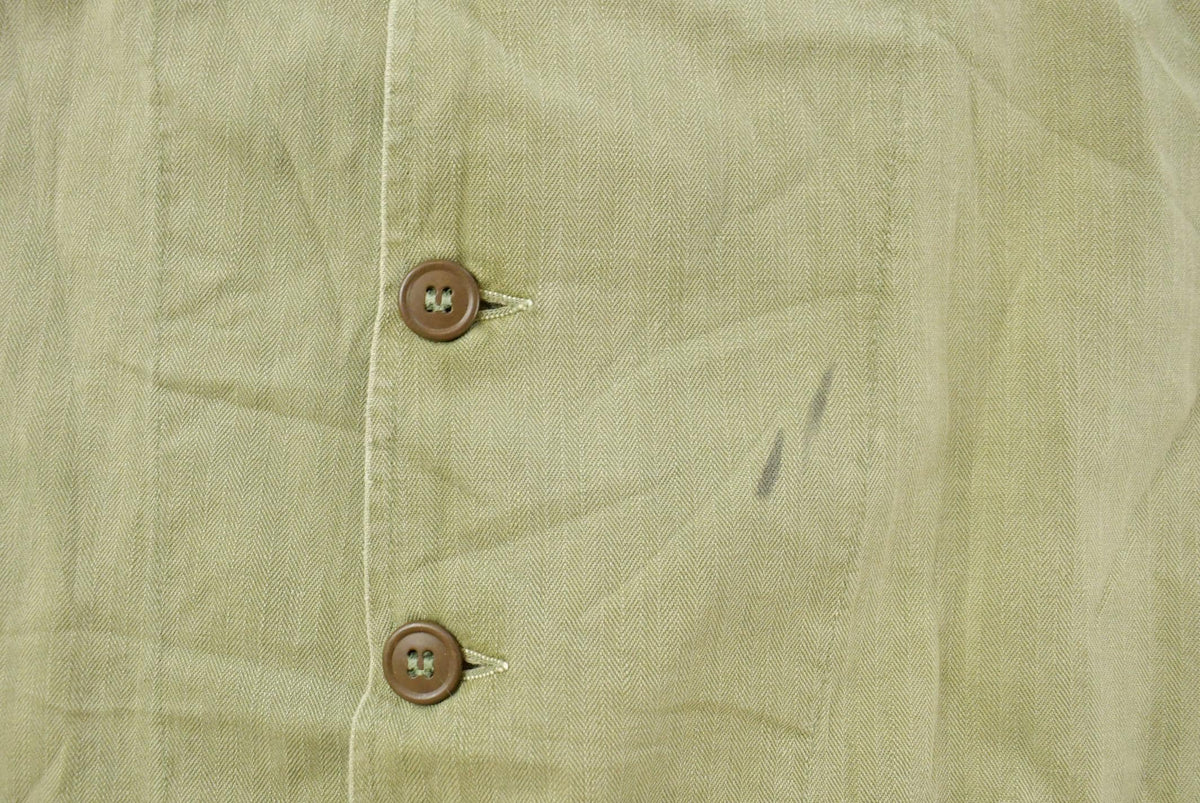 Vintage 1940s Military HBT Olive Drab Button Up Shirt Men's Medium from propervintagecanada