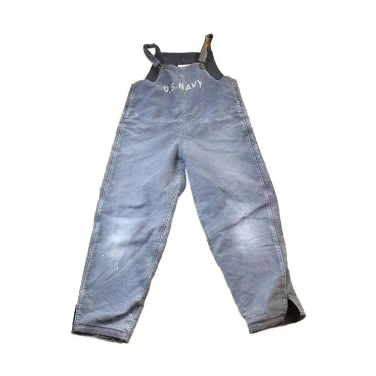 Vintage 1940s N Deck Bib Overalls WWII Blue from propervintagecanada