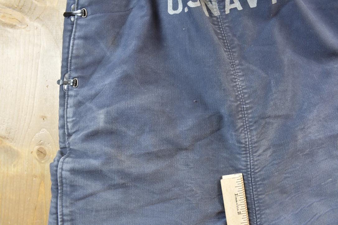 Vintage 1940s N Deck Bib Overalls WWII Blue from propervintagecanada