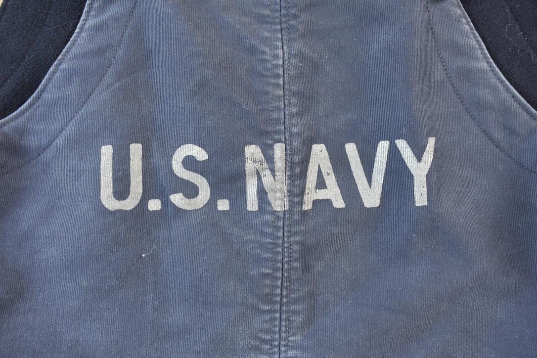Vintage 1940s N Deck Bib Overalls WWII Blue from propervintagecanada