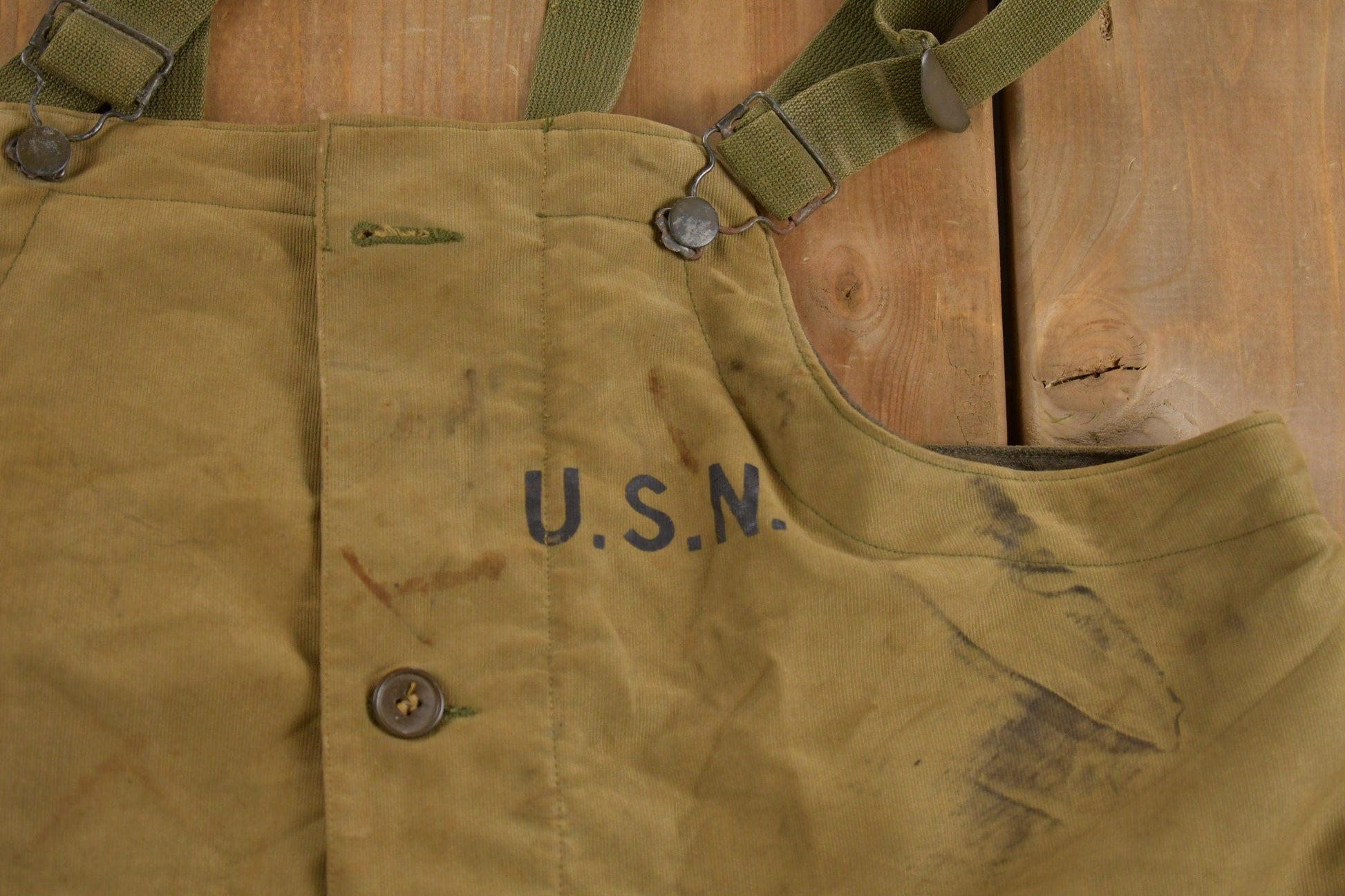 Vintage 1940s Navy Deck Bib Overalls WWII from propervintagecanada