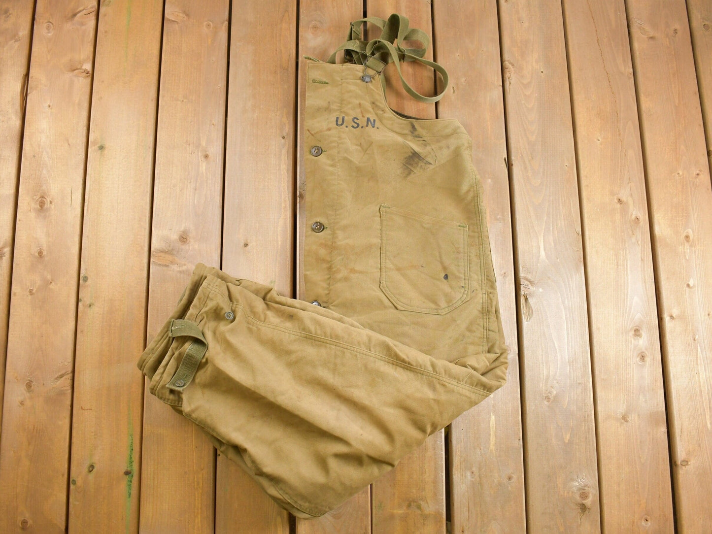 Vintage 1940s Navy Deck Bib Overalls WWII from propervintagecanada
