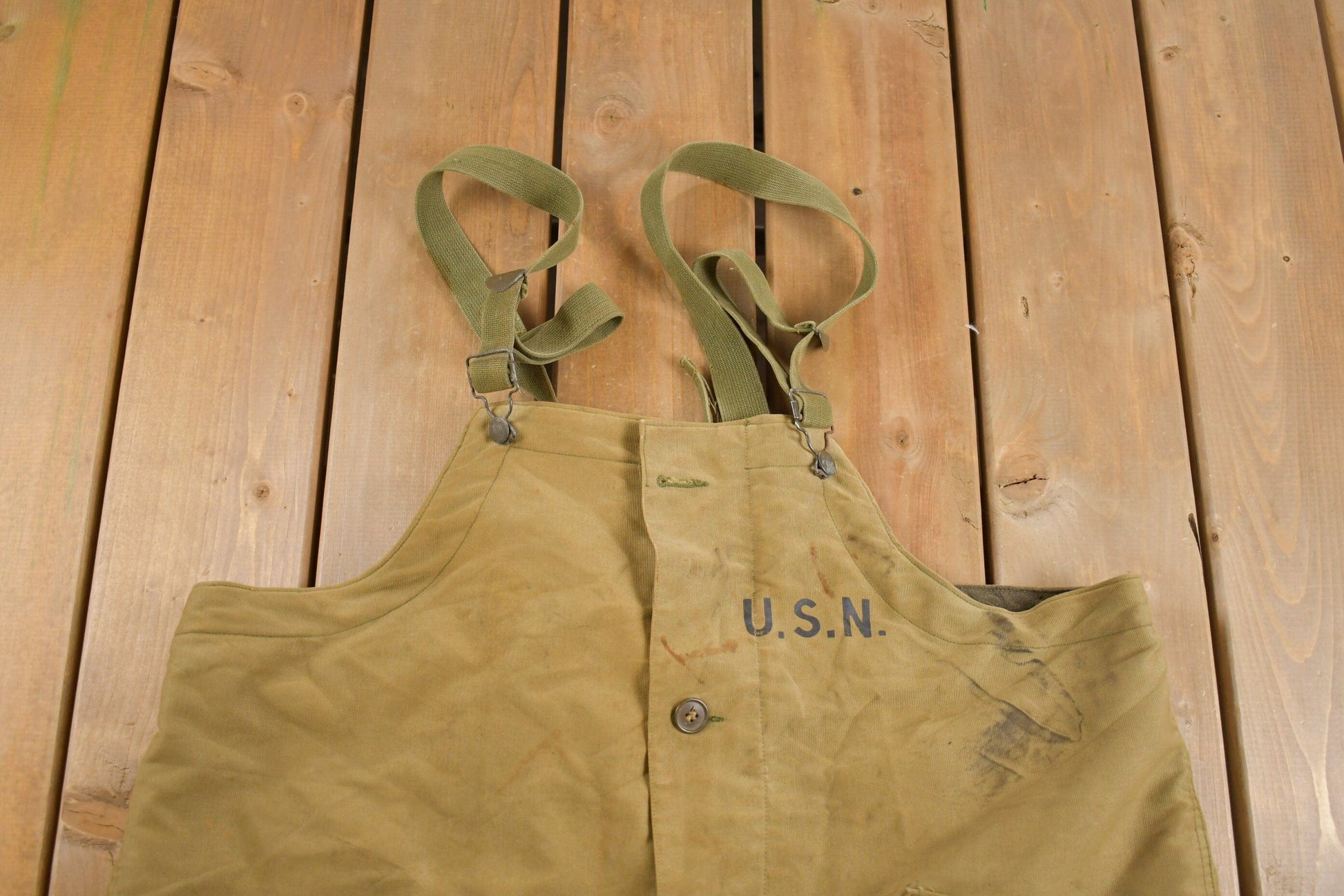 Vintage 1940s Navy Deck Bib Overalls WWII from propervintagecanada
