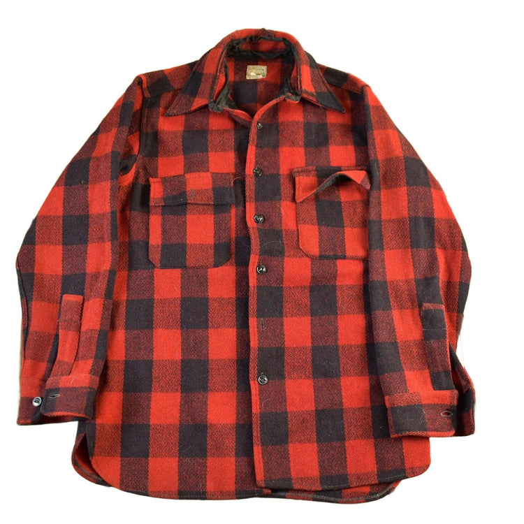Vintage 1940s Pilgrim Wool Buffalo Plaid Button Up Shirt Men's Large from propervintagecanada