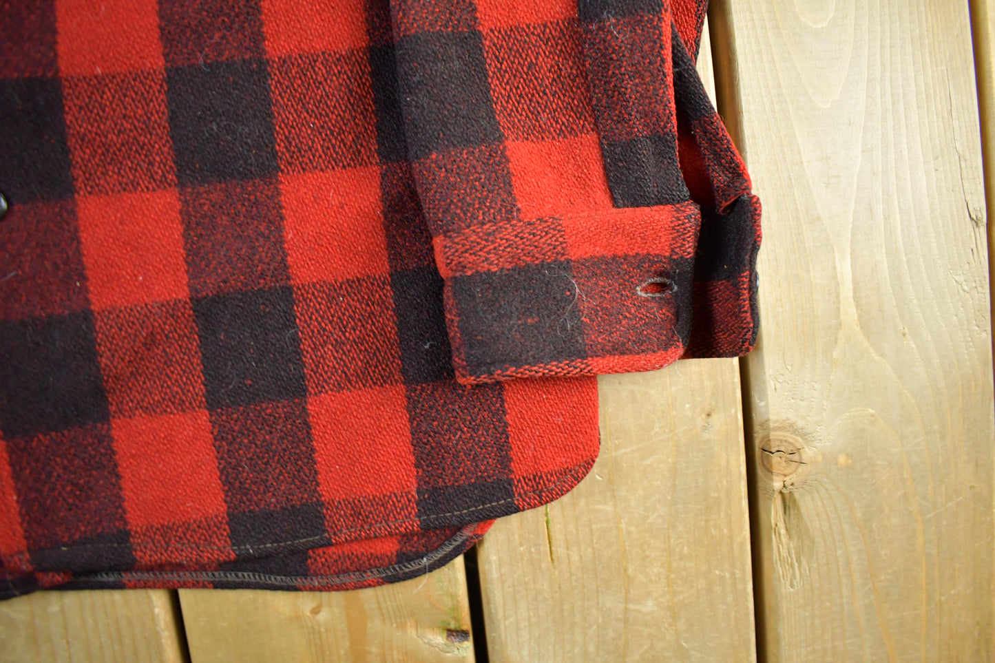 Vintage 1940s Pilgrim Wool Buffalo Plaid Button Up Shirt Men's Large from propervintagecanada