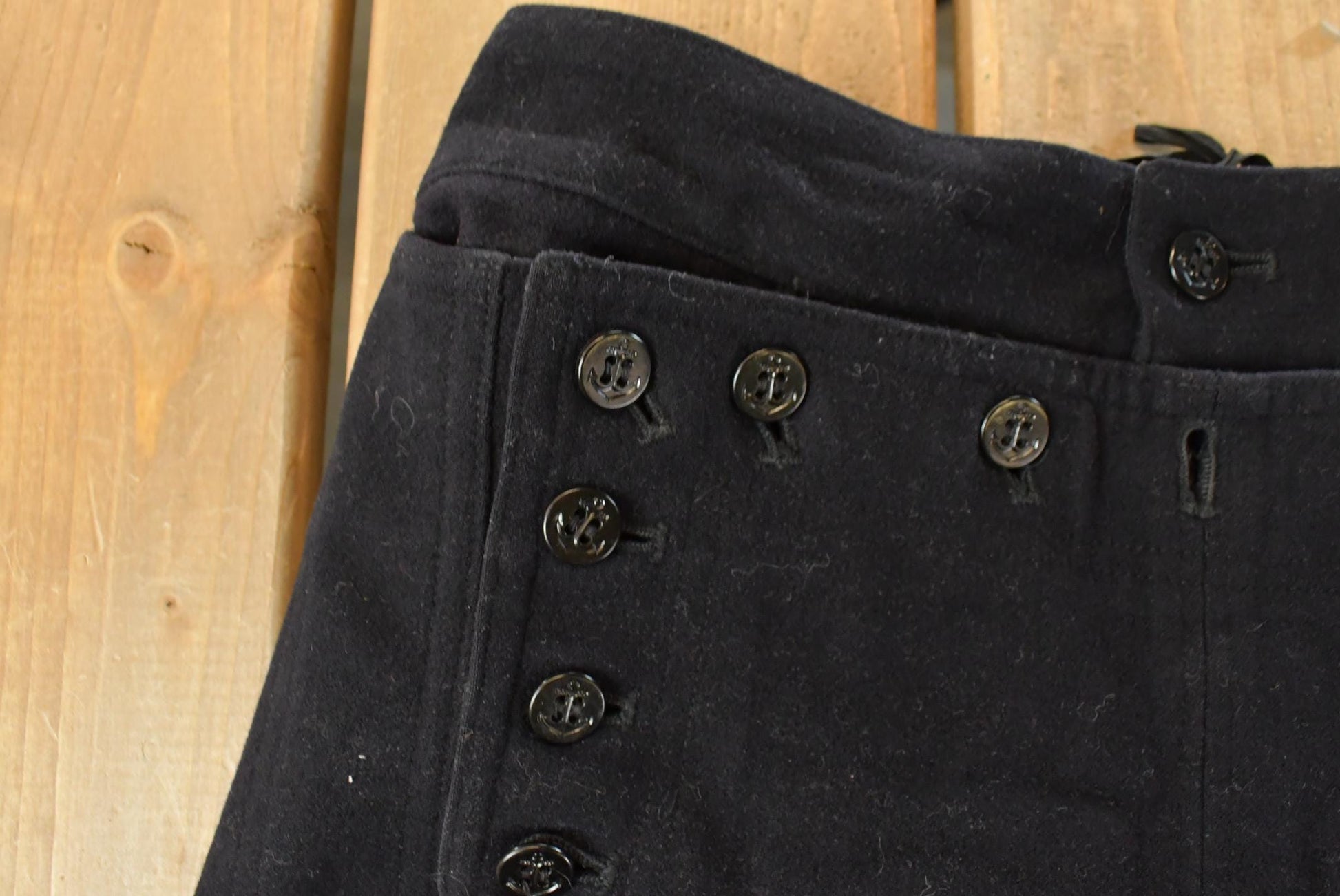 Vintage 1940s US Navy Bell Bottom Pants, Men's 28x28, Laced Fly from propervintagecanada