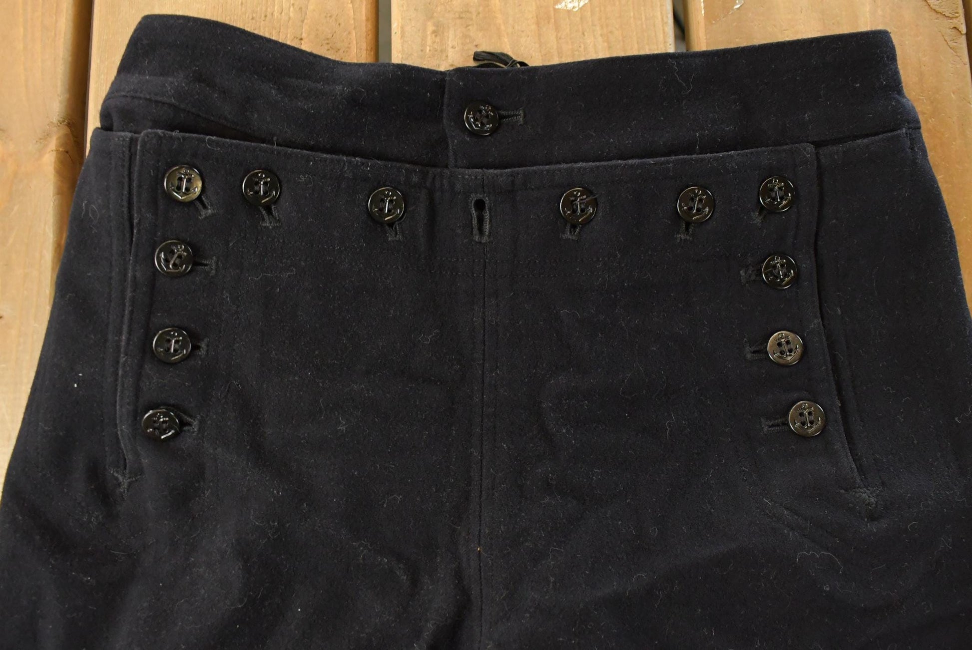 Vintage 1940s US Navy Bell Bottom Pants, Men's 28x28, Laced Fly from propervintagecanada