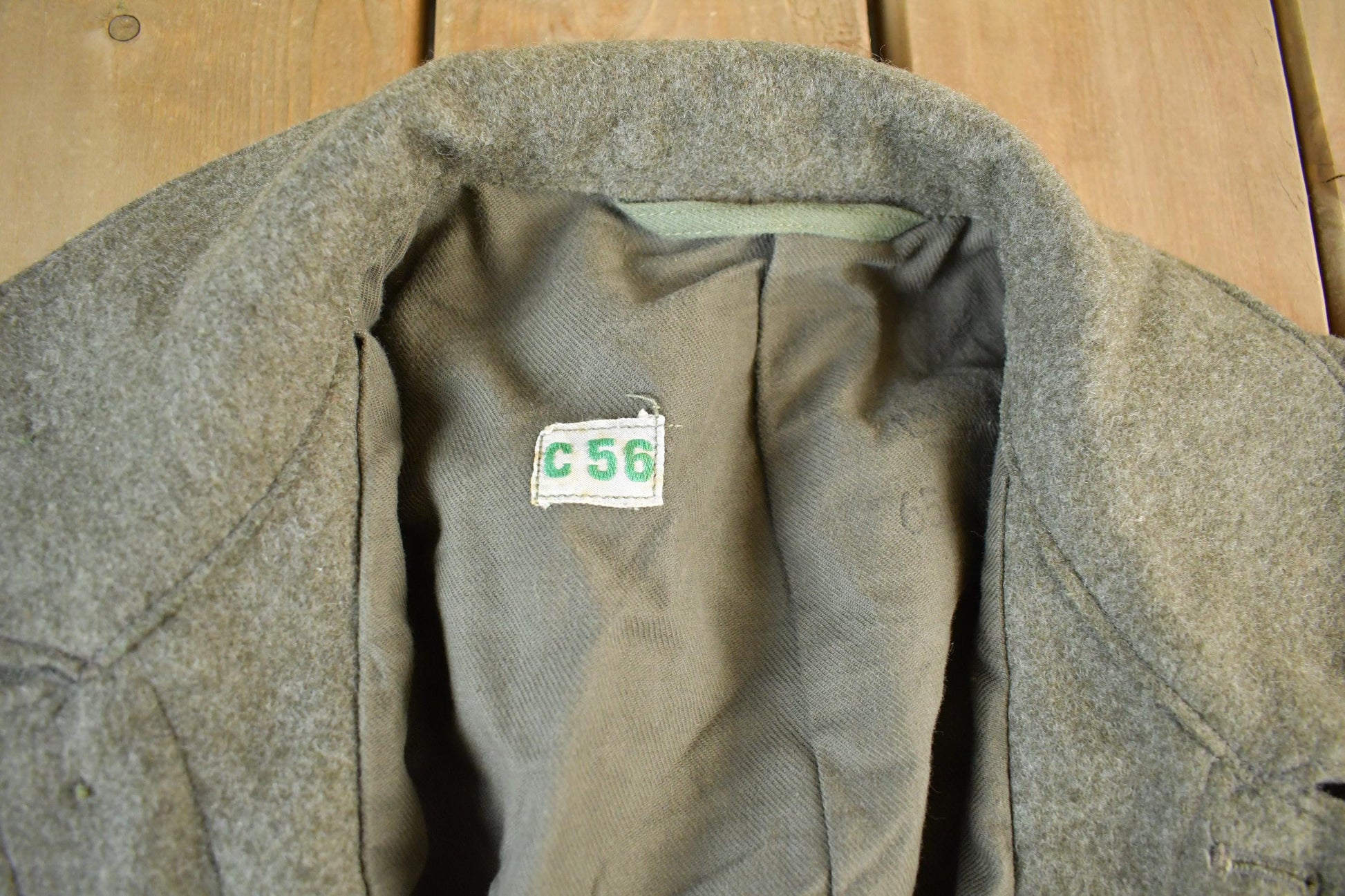 Vintage 1940s WW2 Era European Military Wool Collared Army Jacket Men's Large from propervintagecanada