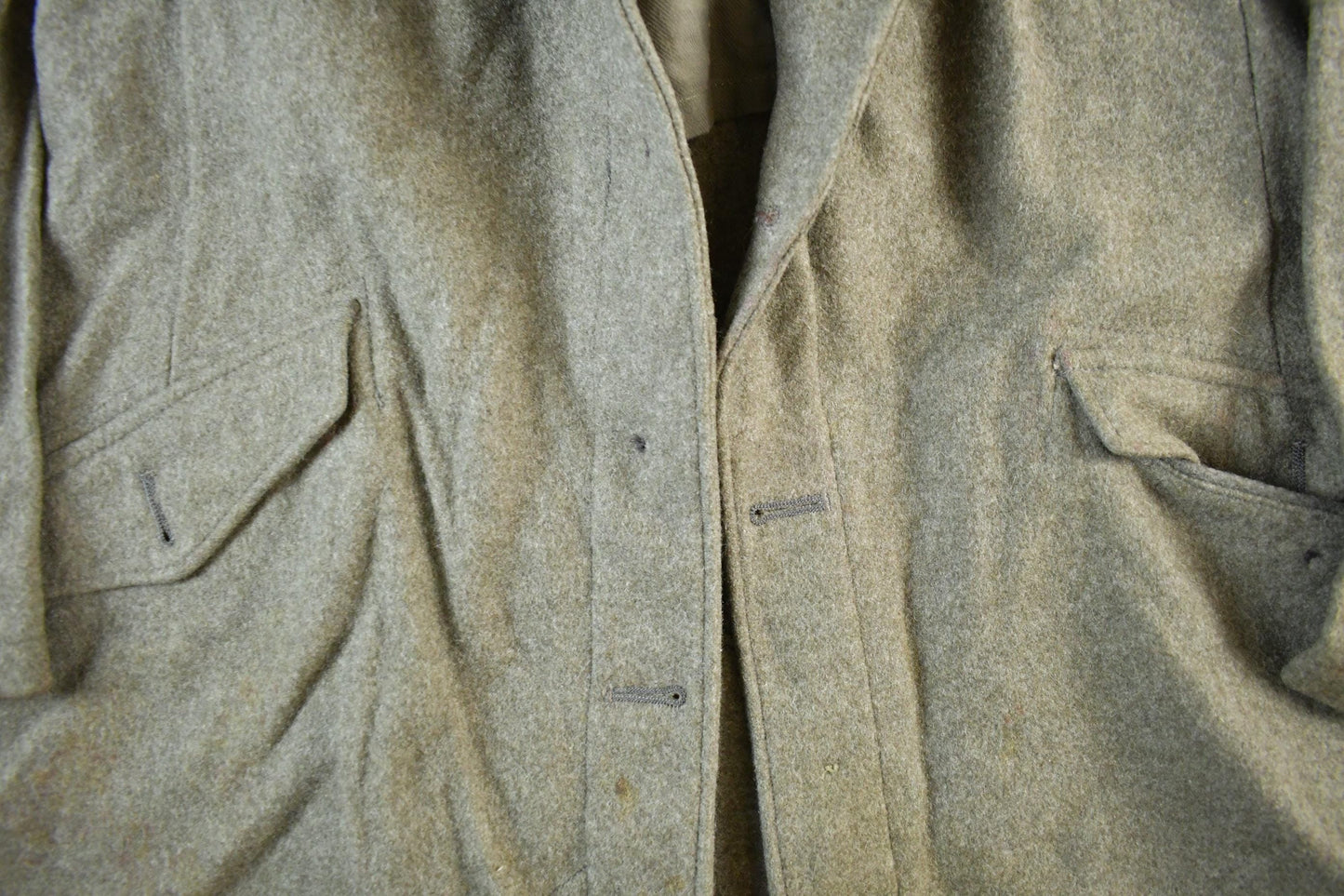 Vintage 1940s WW2 Era European Military Wool Collared Army Jacket Men's Large from propervintagecanada