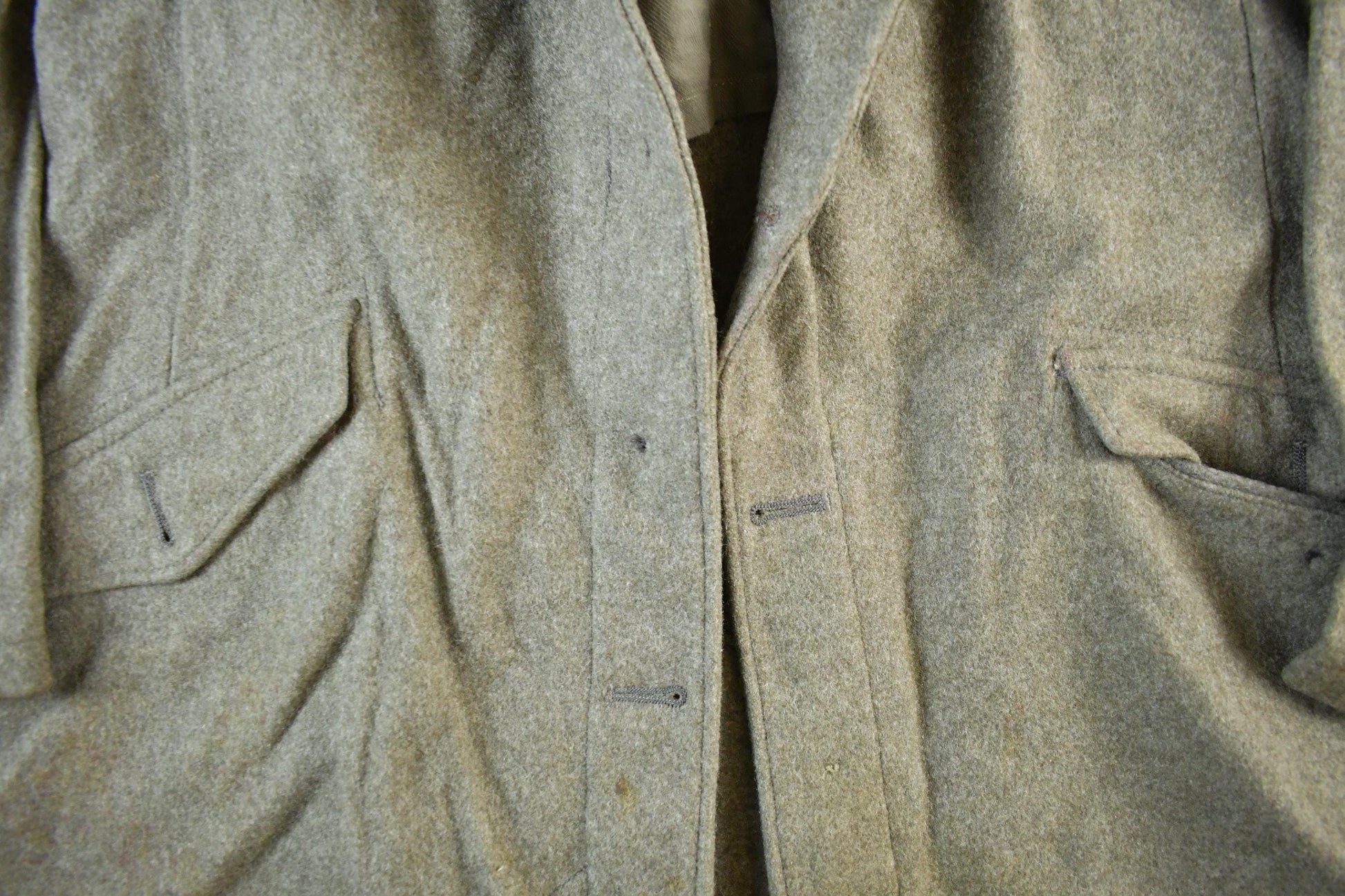 Vintage 1940s WW2 Era European Military Wool Collared Army Jacket Men's Large from propervintagecanada