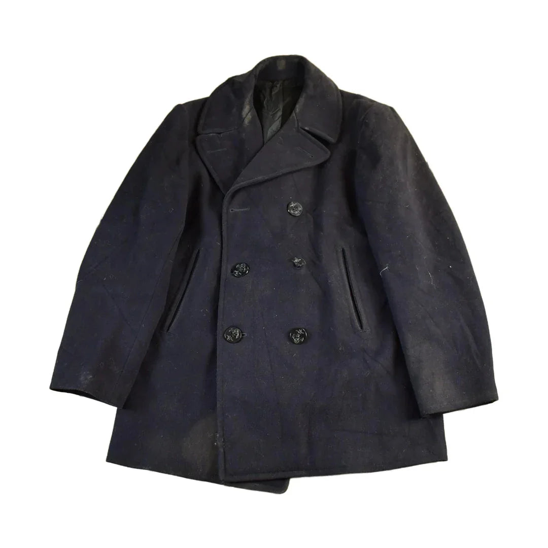 Vintage 1940s WW2 Era Naval Wool Coat Men's Small from propervintagecanada