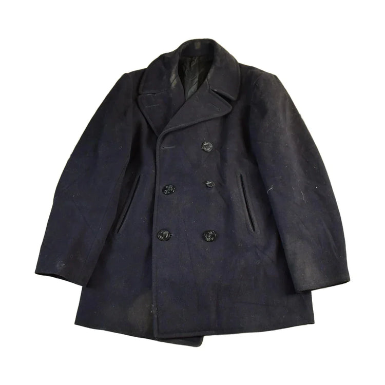 Vintage 1940s WW2 Era Naval Wool Coat Men's Small from propervintagecanada