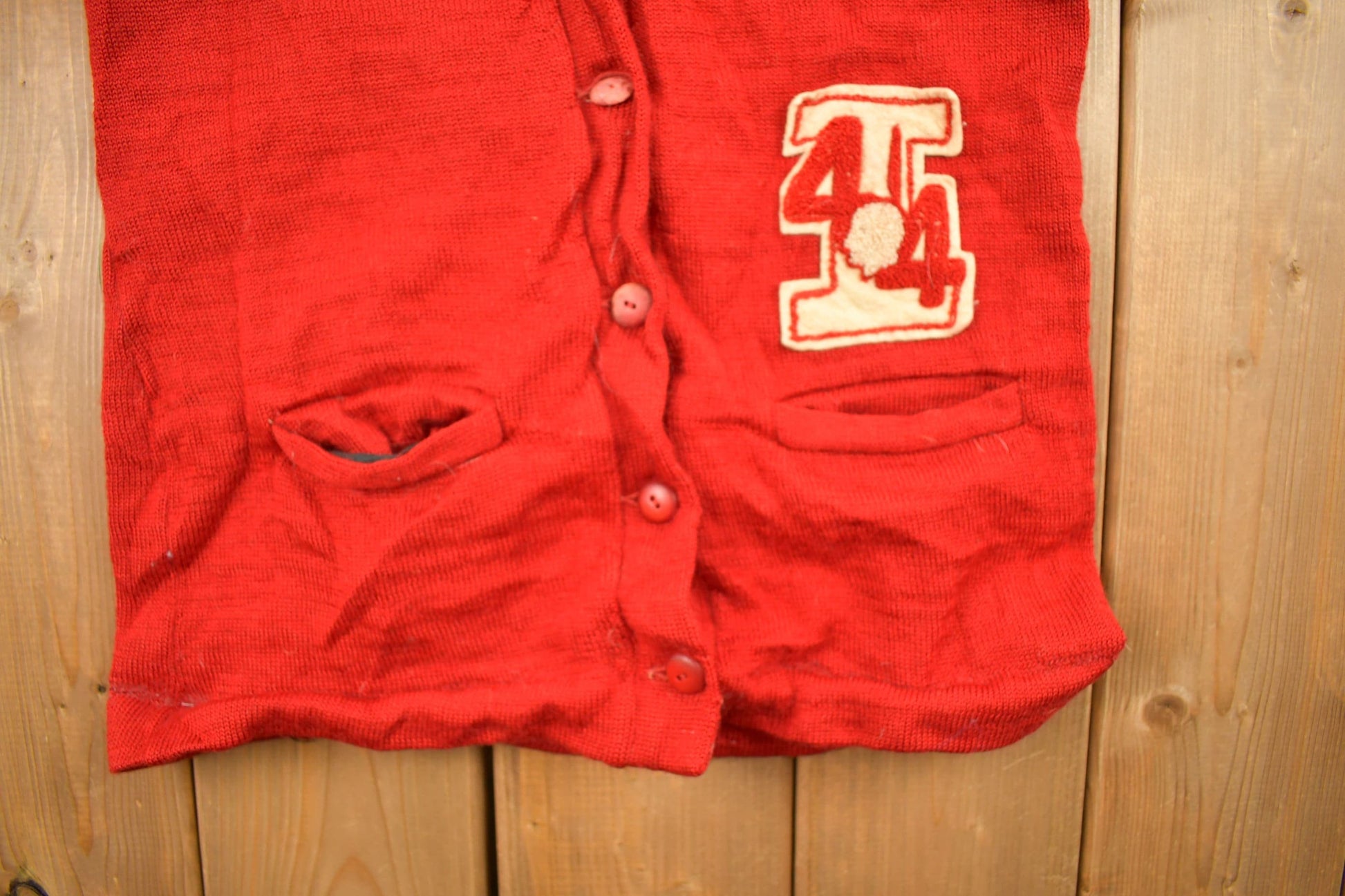 Vintage 1944 Embroidered Collegiate Knit Cardigan Sweater Men's S from propervintagecanada