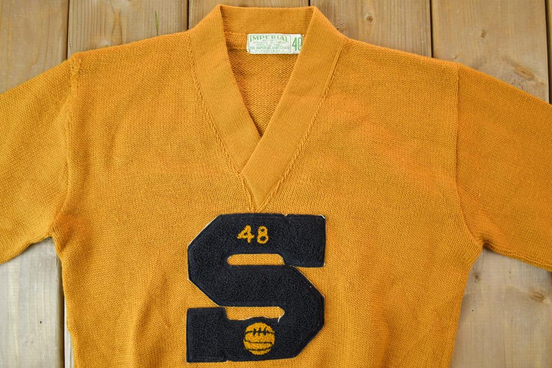 Vintage 1948 Imperial Athletic Knitwear S Basketball Knit University Collegiate V Neck Sweater from propervintagecanada