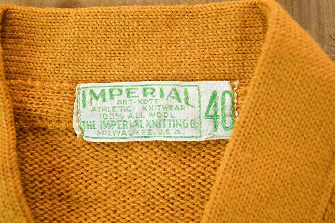 Vintage 1948 Imperial Athletic Knitwear S Basketball Knit University Collegiate V Neck Sweater from propervintagecanada