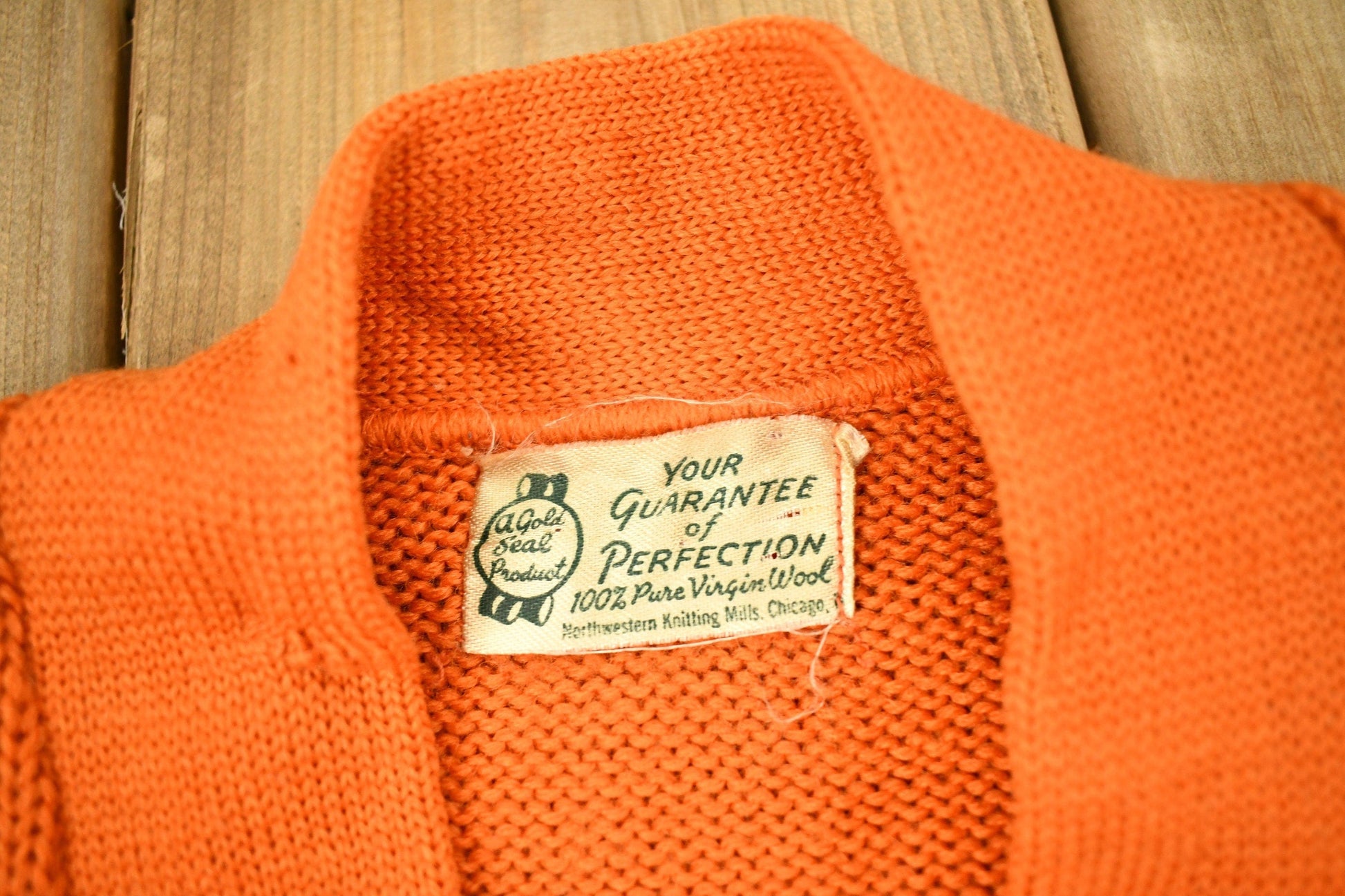 Vintage 1950s 100% Wool Collegiate Cardigan Knit Sweater Men's Medium from propervintagecanada