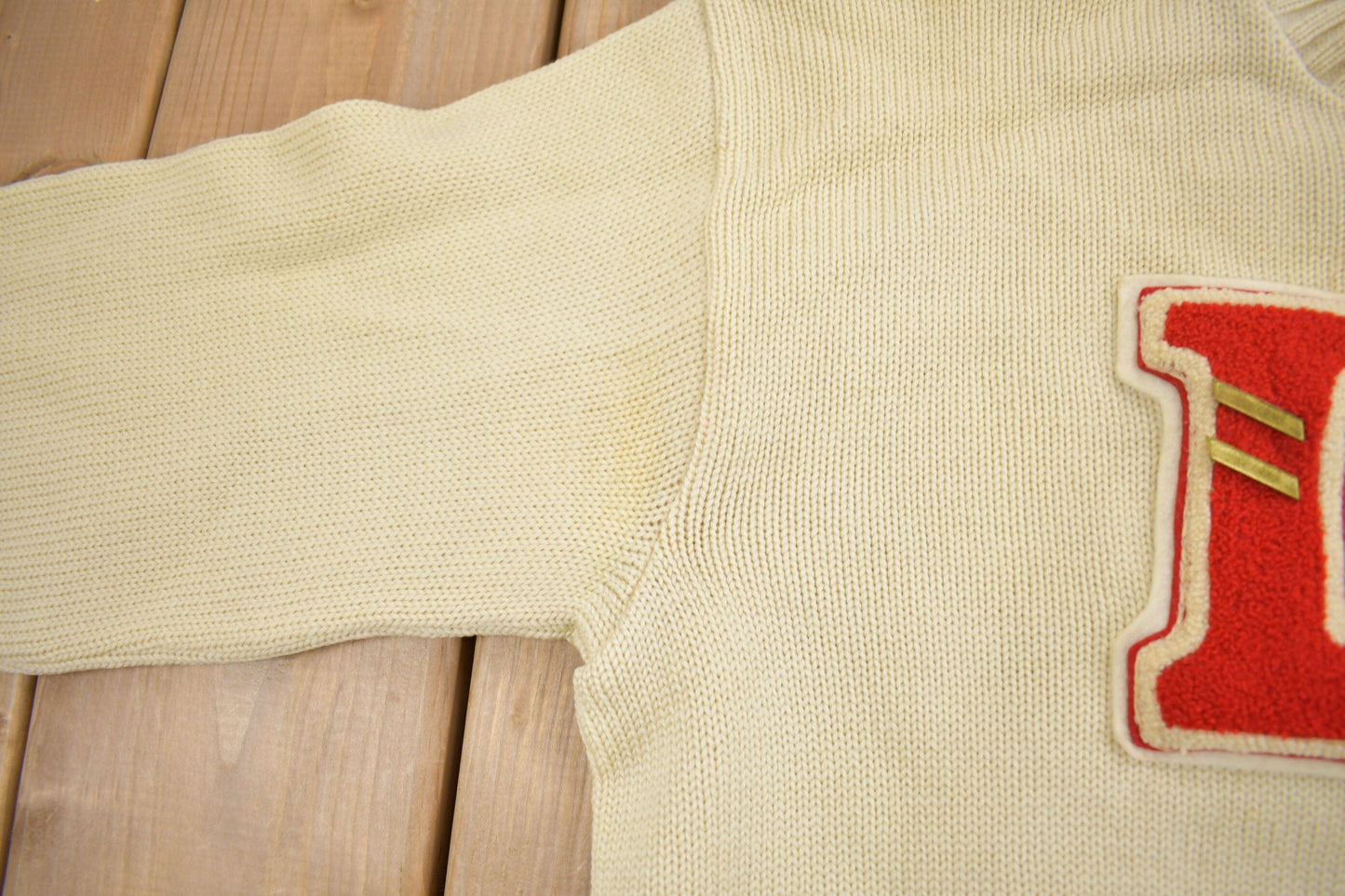 Vintage 1950s 100% Wool Collegiate Varsity Style Knit Sweater "LV" True Vintage Made In USA from propervintagecanada