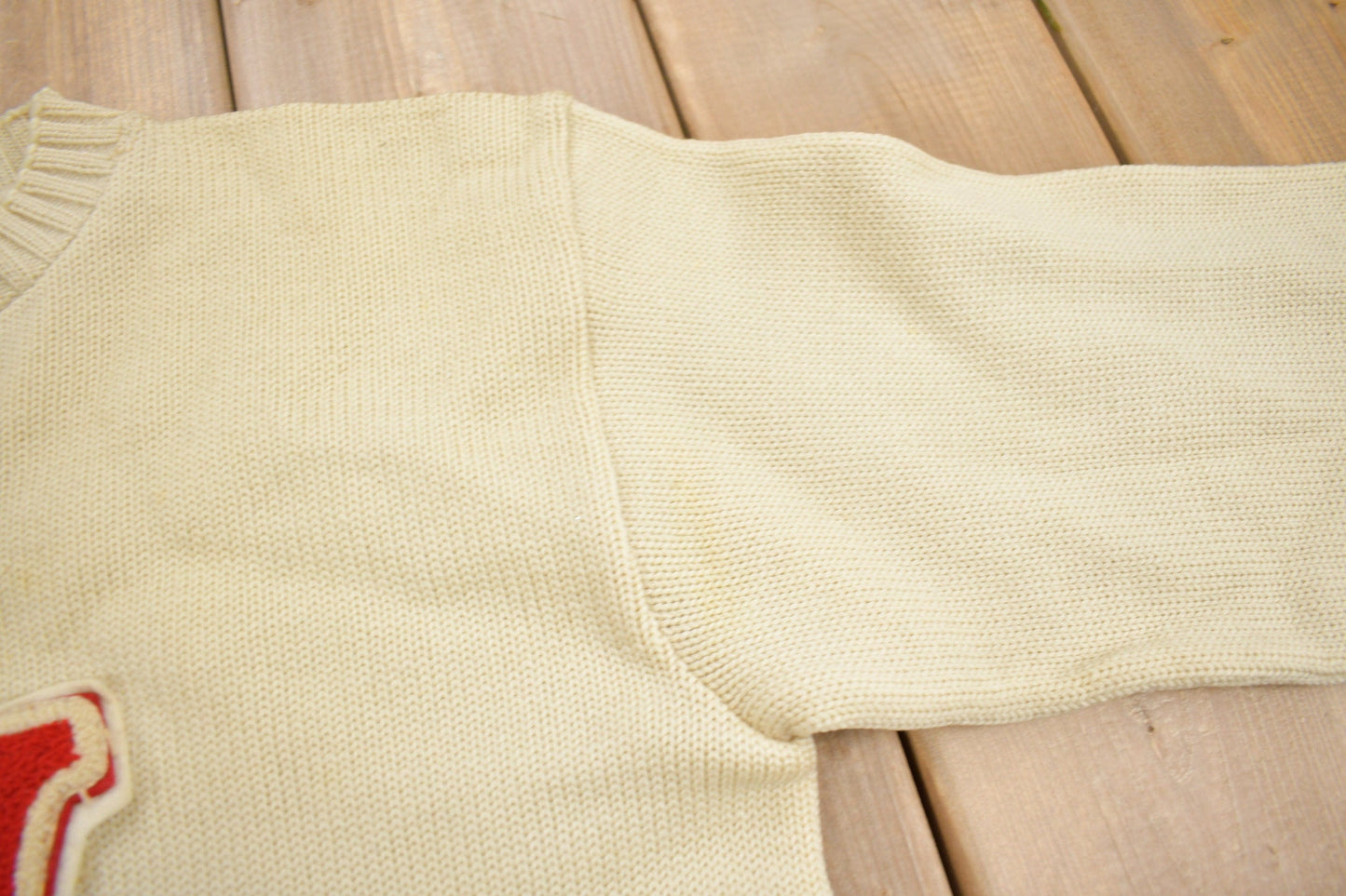 Vintage 1950s 100% Wool Collegiate Varsity Style Knit Sweater "LV" True Vintage Made In USA from propervintagecanada