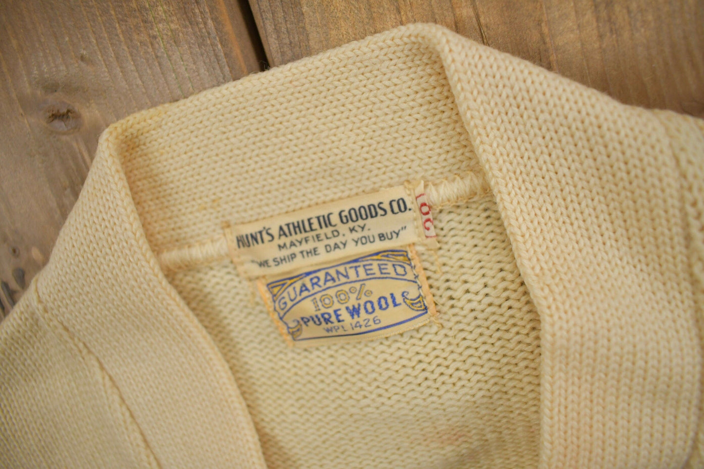 Vintage 1950s 100% Wool Collegiate Varsity Style Knit Sweater "MCH" True Vintage Men's S from propervintagecanada