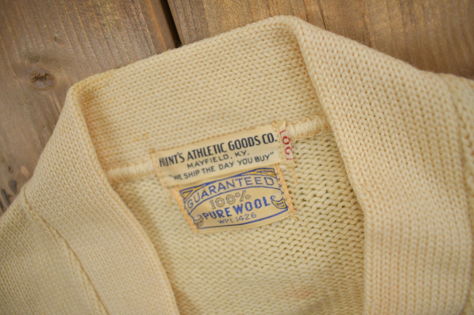 Vintage 1950s 100% Wool Collegiate Varsity Style Knit Sweater "MCH" True Vintage Men's S from propervintagecanada