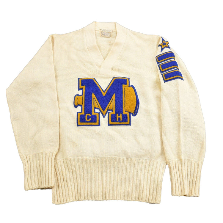 Vintage 1950s 100% Wool Collegiate Varsity Style Knit Sweater "MCH" True Vintage Men's S from propervintagecanada