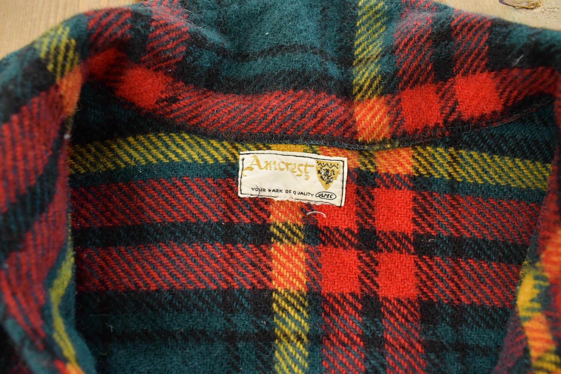 Vintage 1950s Amcrest Tartan Plaid Rangers Pullover Button Up Wool Shirt Men's Medium / Made In USA / Outdoorsman / Hunting Shirt from propervintagecanada