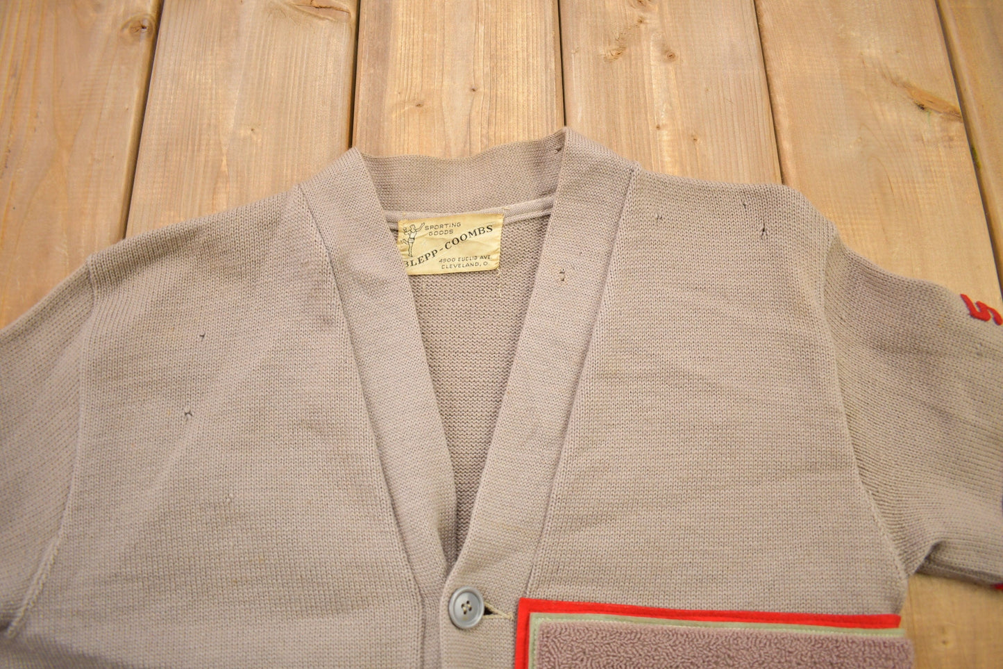 Vintage 1950s Blepp-Coombs Sporting Goods Collegiate Cardigan Sweater Men's Medium from propervintagecanada