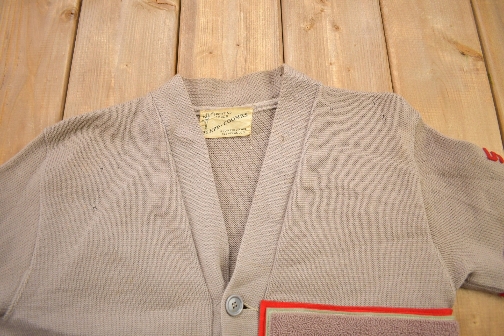 Vintage 1950s Blepp-Coombs Sporting Goods Collegiate Cardigan Sweater Men's Medium from propervintagecanada