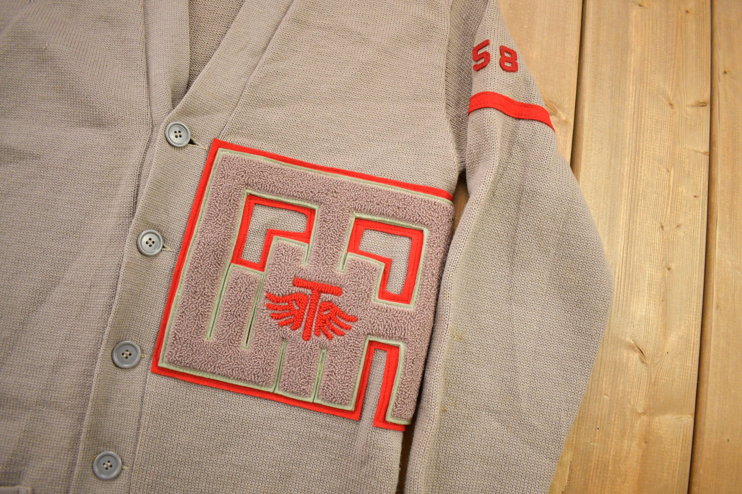 Vintage 1950s Blepp-Coombs Sporting Goods Collegiate Cardigan Sweater Men's Medium from propervintagecanada