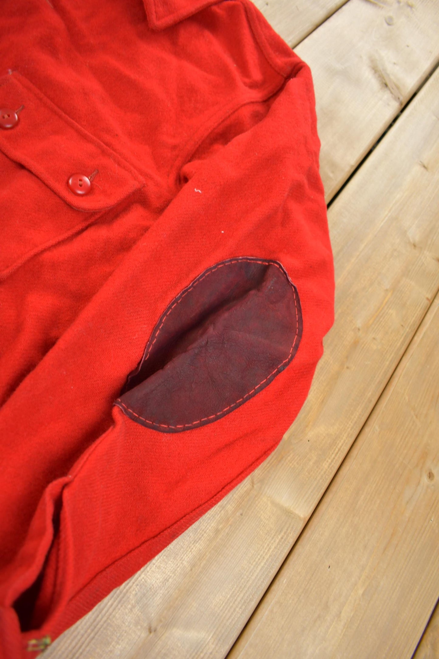 Vintage 1950s Boy Scouts Of America Red Wool Button Up Shirt Men's Large from propervintagecanada