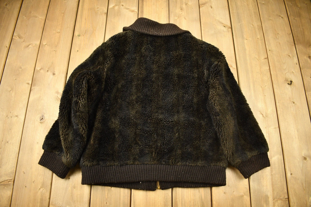 Vintage 1950s Brown Fur Zip Up Jacket from propervintagecanada
