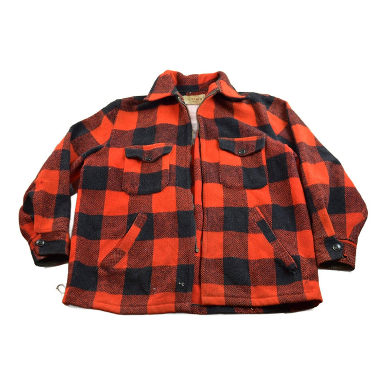 Vintage 1950s Buffalo Plaid Wool Button Up Shirt Back Vent Men's Large from propervintagecanada