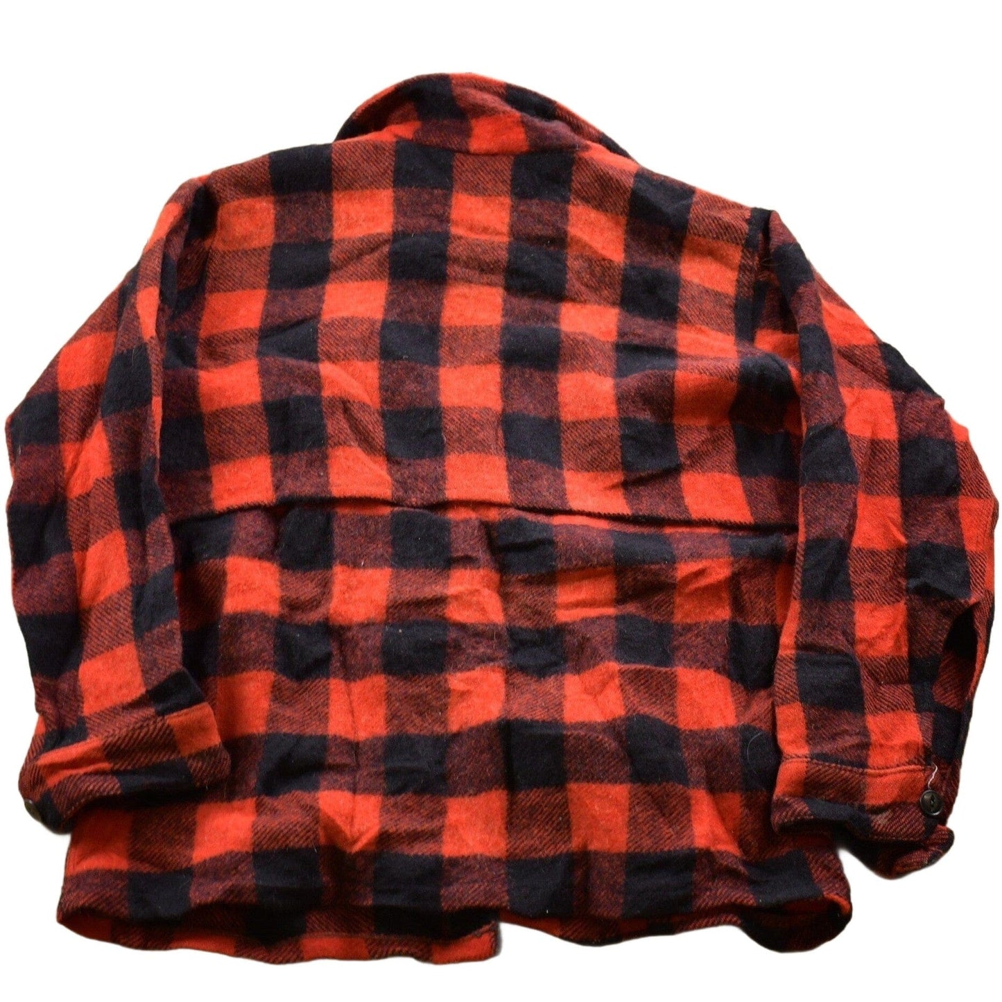 Vintage 1950s Buffalo Plaid Wool Button Up Shirt Back Vent Men's Medium from propervintagecanada