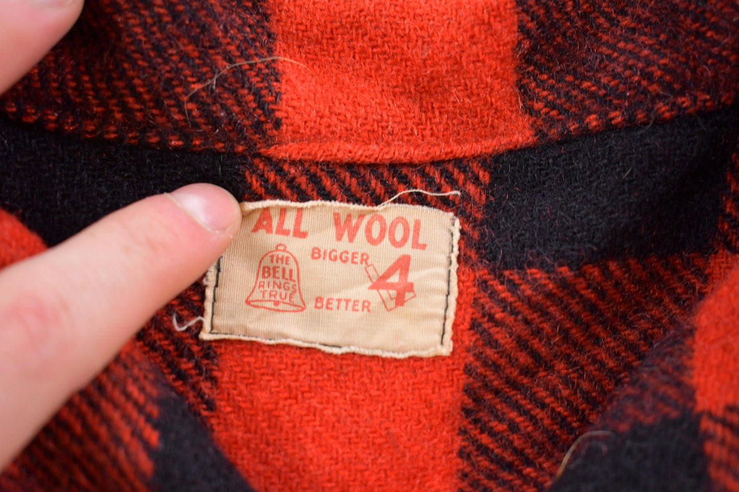Vintage 1950s Buffalo Plaid Wool Button Up Shirt Back Vent Men's Medium from propervintagecanada