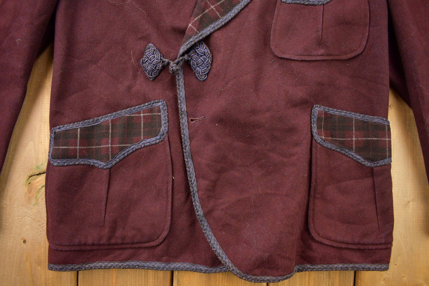 Vintage 1950s Burgundy Button Up Blazer Jacket from propervintagecanada