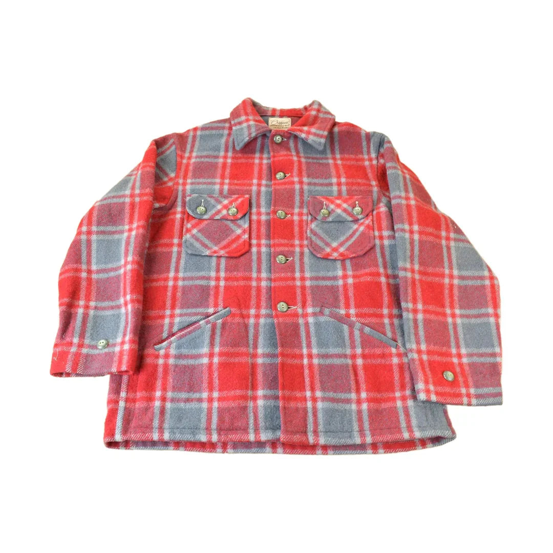Vintage 1950s Chippewa Woolen Plaid Heavy Weight Wool Button Up Jacket from propervintagecanada