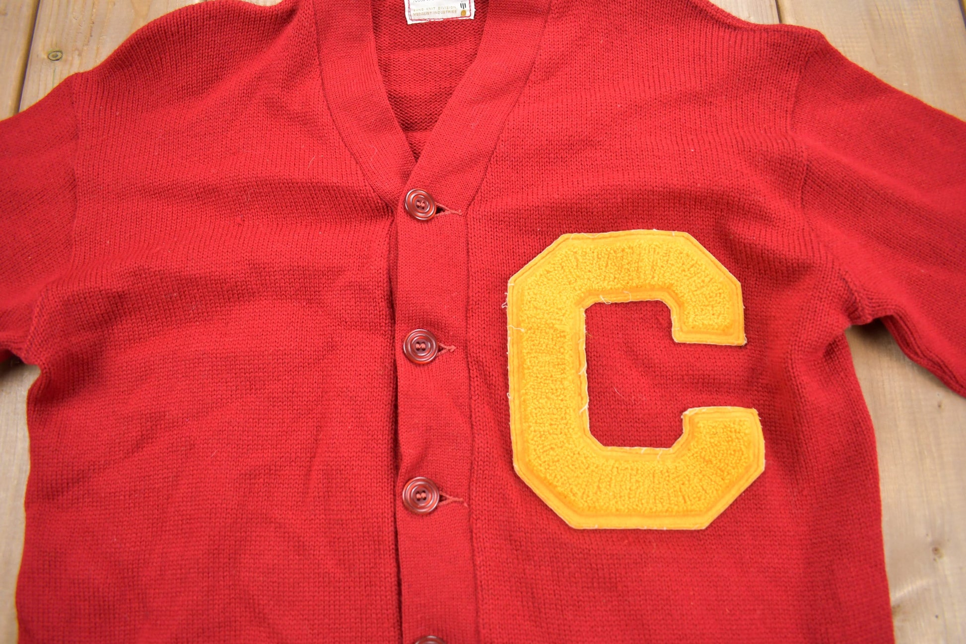 Vintage 1950s Collegiate Knit Cardigan Sweater Men's Medium from propervintagecanada