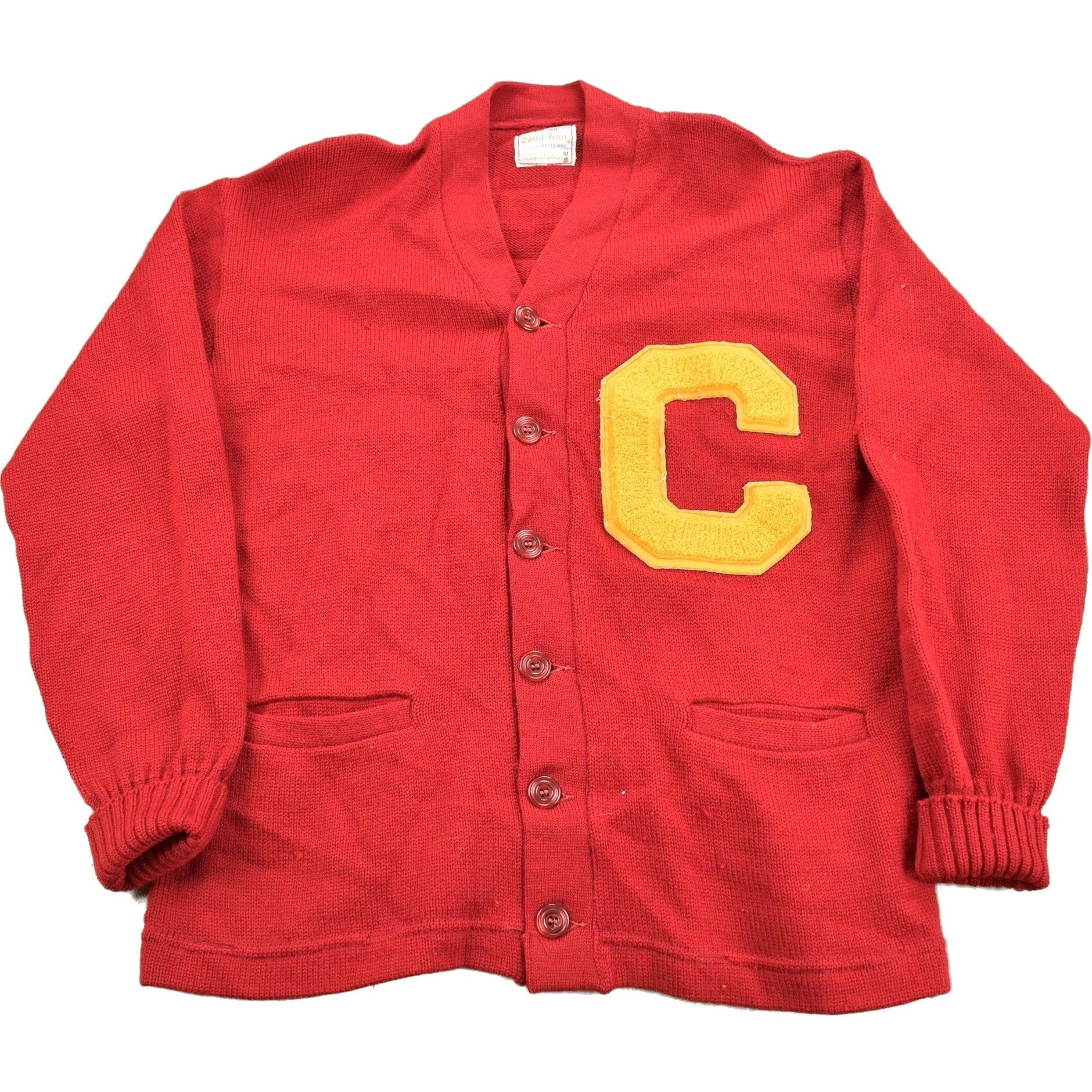 Vintage 1950s Collegiate Knit Cardigan Sweater Men's Medium from propervintagecanada