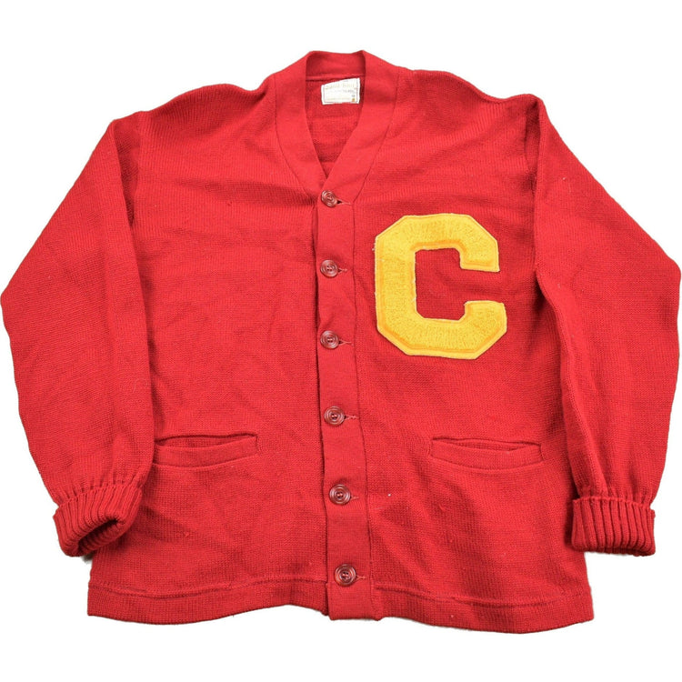 Vintage 1950s Collegiate Knit Cardigan Sweater Men's Medium from propervintagecanada