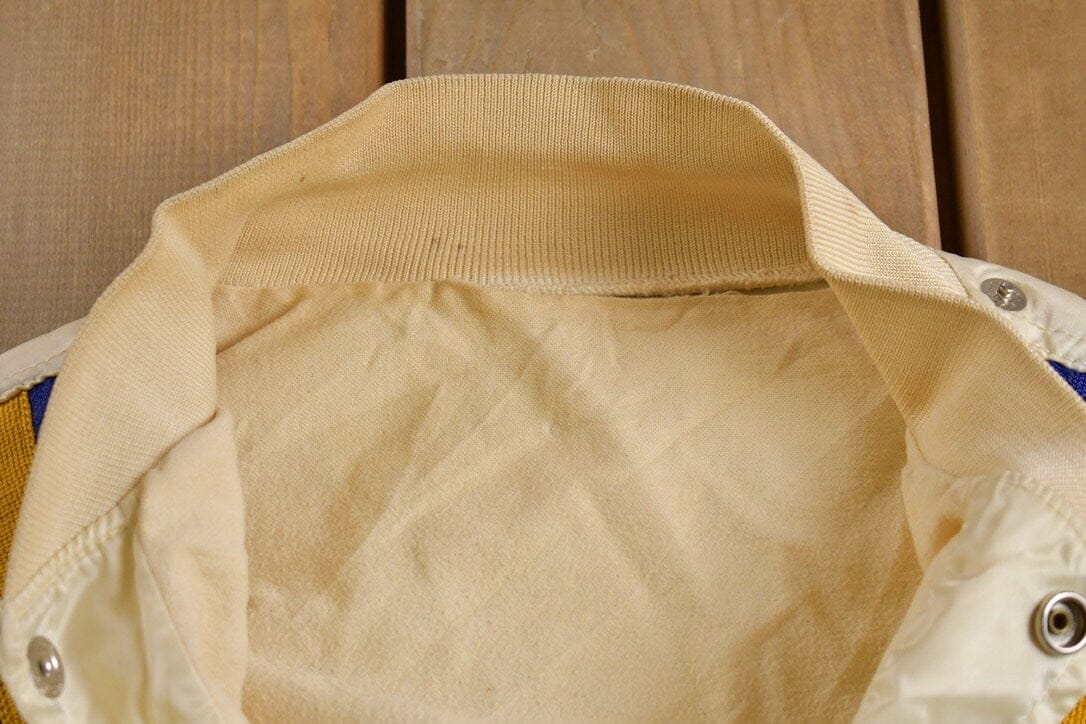 Vintage 1950s Collegiate Satin Bomber Jacket Men's Medium from propervintagecanada
