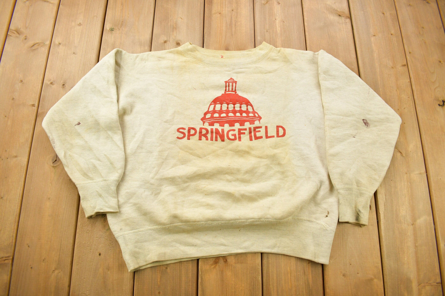 Vintage 1950s Crewneck Spring Field College Collegiate Wear Men's Medium from propervintagecanada