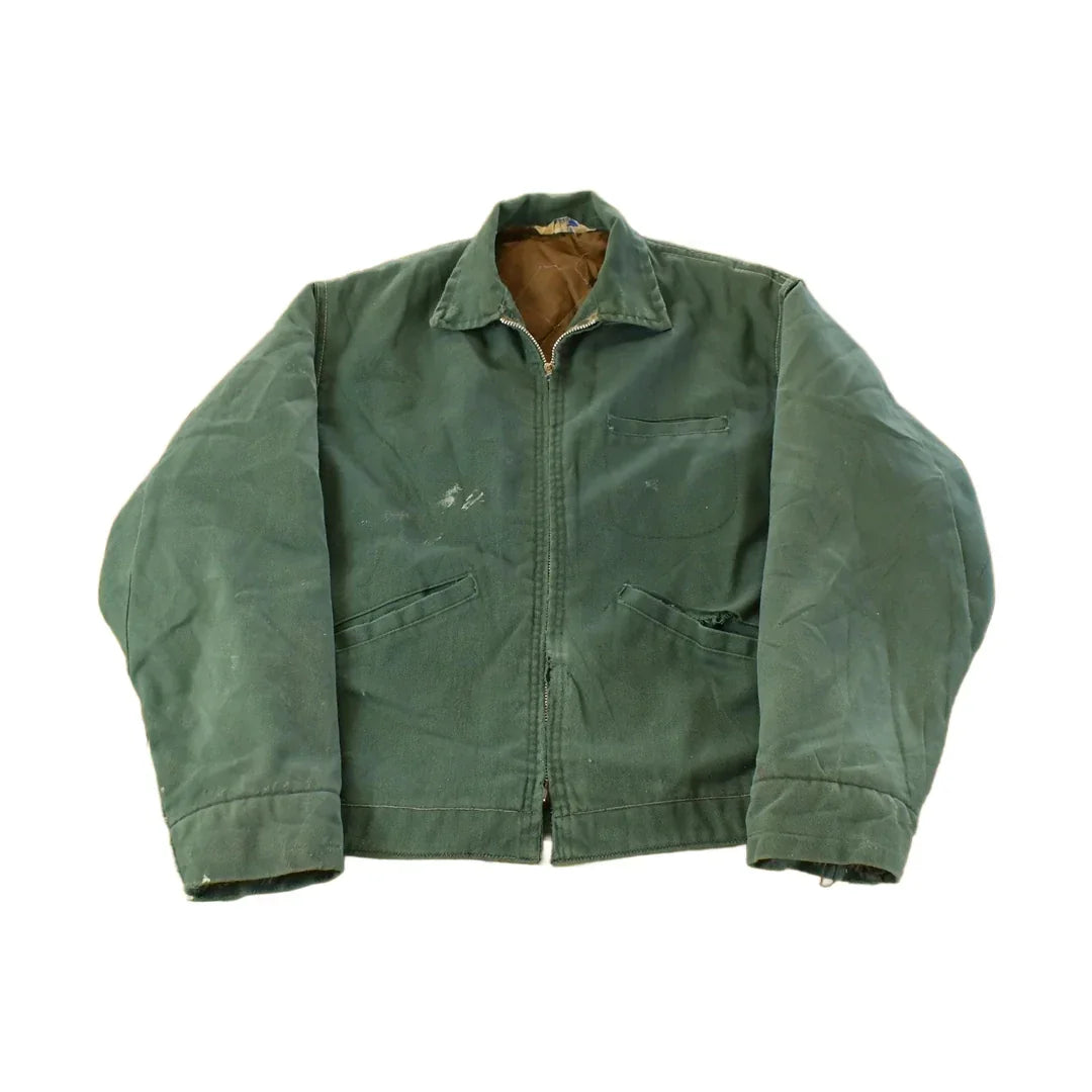 Vintage 1950s Distressed Work Jacket Men's Medium / True Vintage / 50s Full Zip / Workwear Coat from propervintagecanada