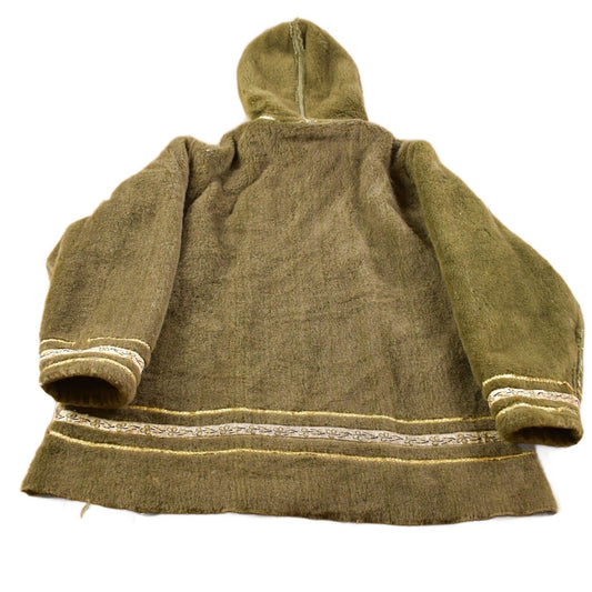 Vintage 1950s Embroidered Fleece Jacket With Fur Hood Men's Large from propervintagecanada
